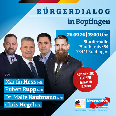 Event-Flyer Einladung zum Bürgerdialog in der Stauferhalle in Bopfingen